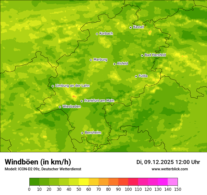 Modellkarten Windgeschwindigkeit