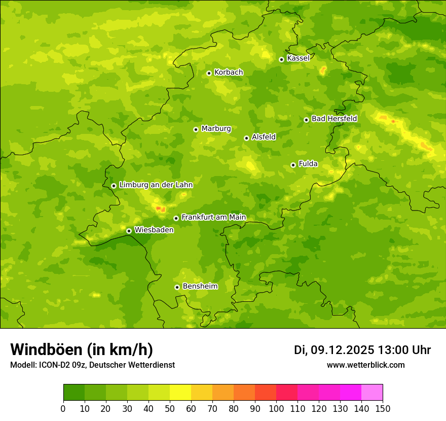 Modellkarten Windgeschwindigkeit
