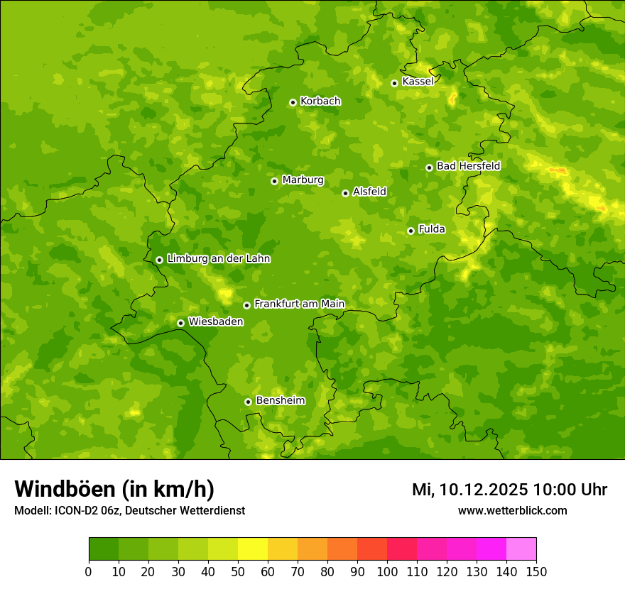 Modellkarten Windgeschwindigkeit