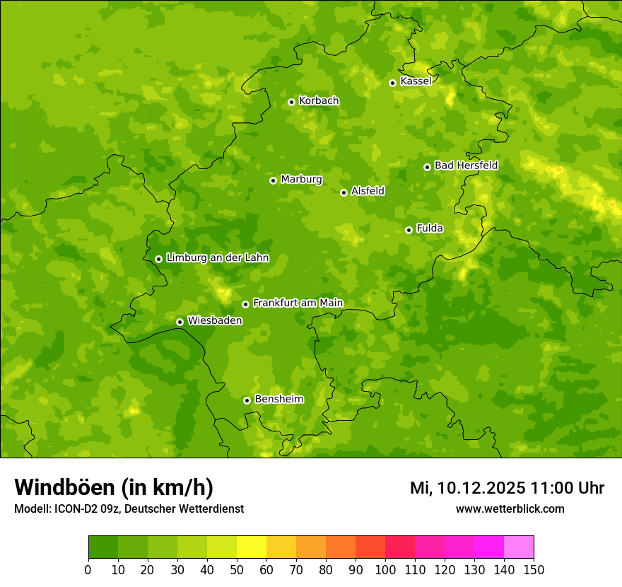 Modellkarten Windgeschwindigkeit