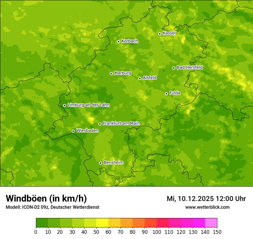 Modellkarten Windgeschwindigkeit