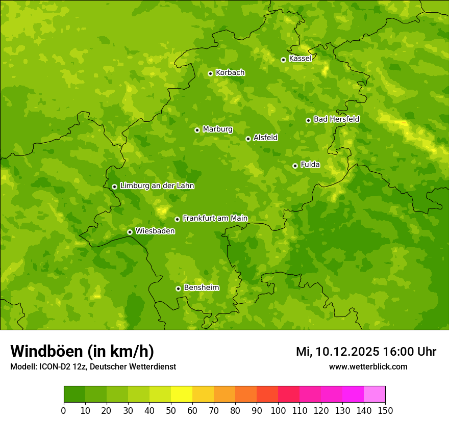 Modellkarten Windgeschwindigkeit