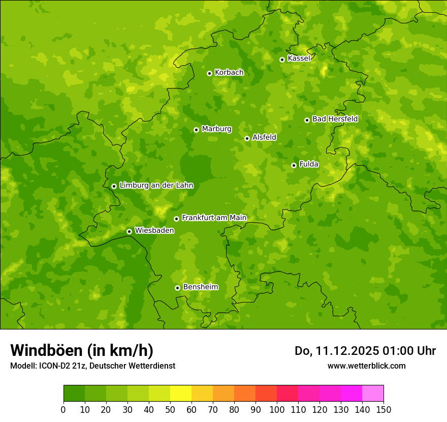 Modellkarten Windgeschwindigkeit
