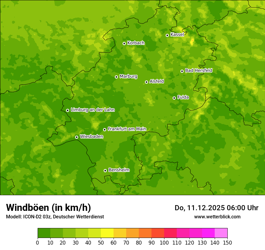 Modellkarten Windgeschwindigkeit