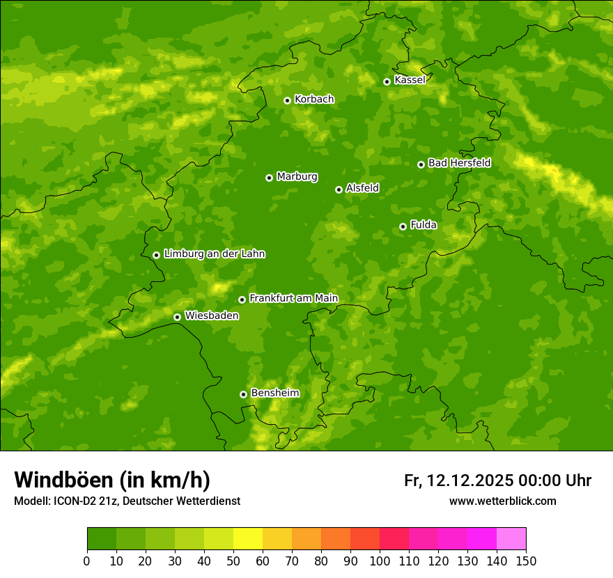 Modellkarten Windgeschwindigkeit