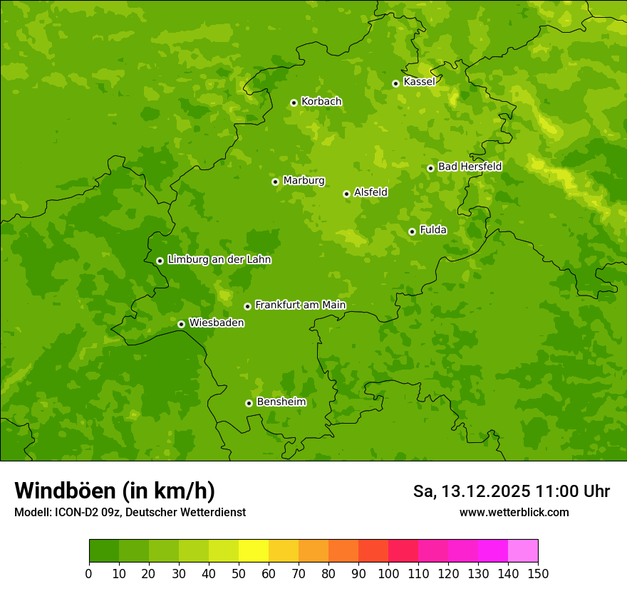 Modellkarten Windgeschwindigkeit