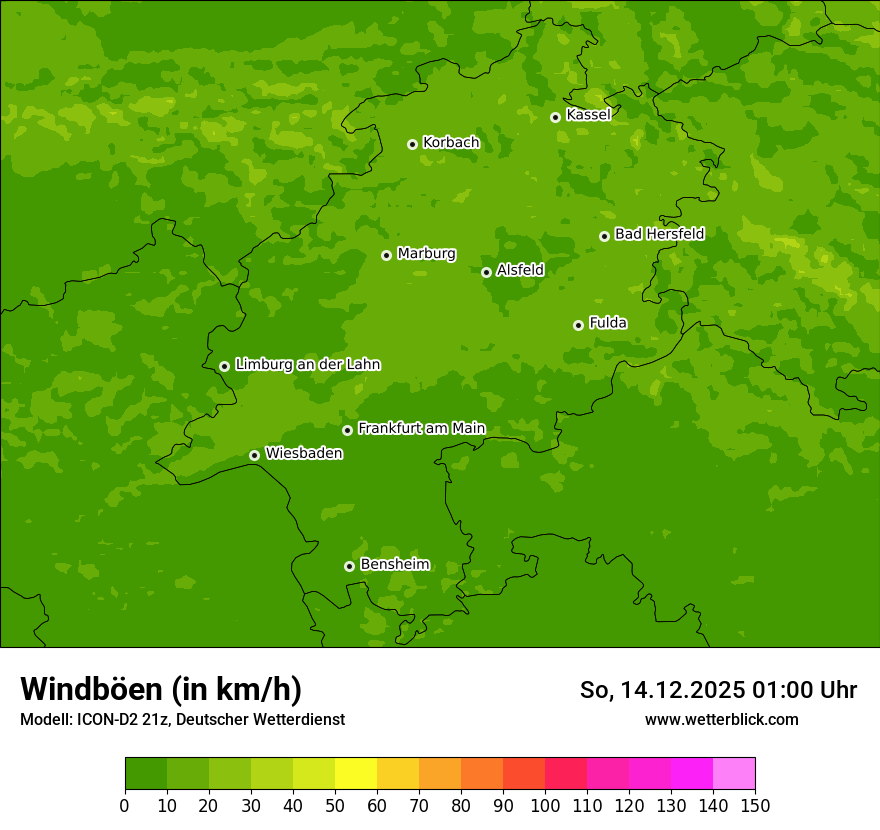 Modellkarten Windgeschwindigkeit