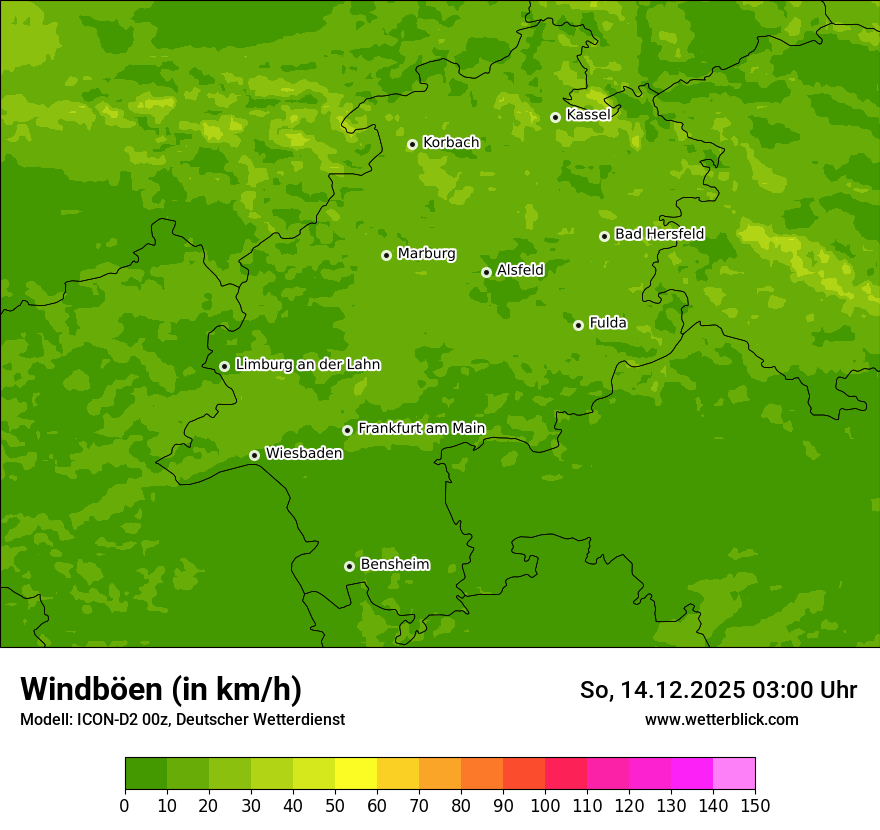 Modellkarten Windgeschwindigkeit