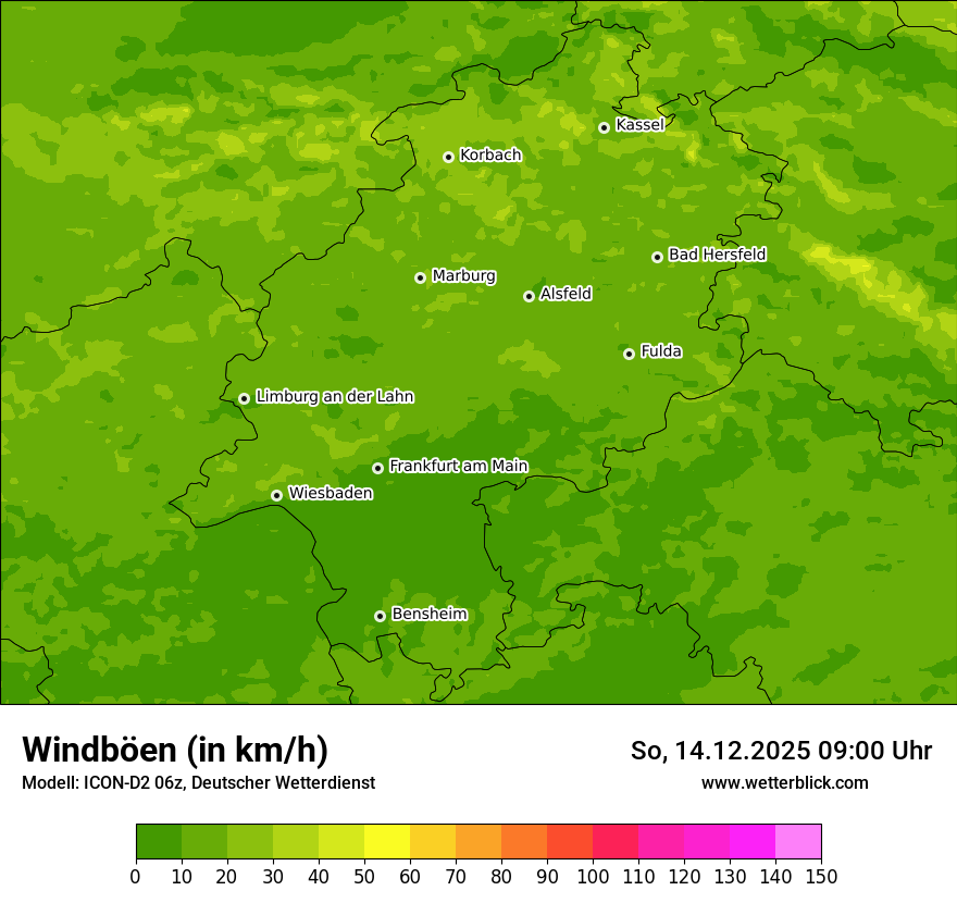 Modellkarten Windgeschwindigkeit