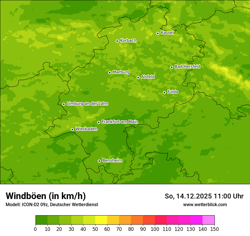 Modellkarten Windgeschwindigkeit