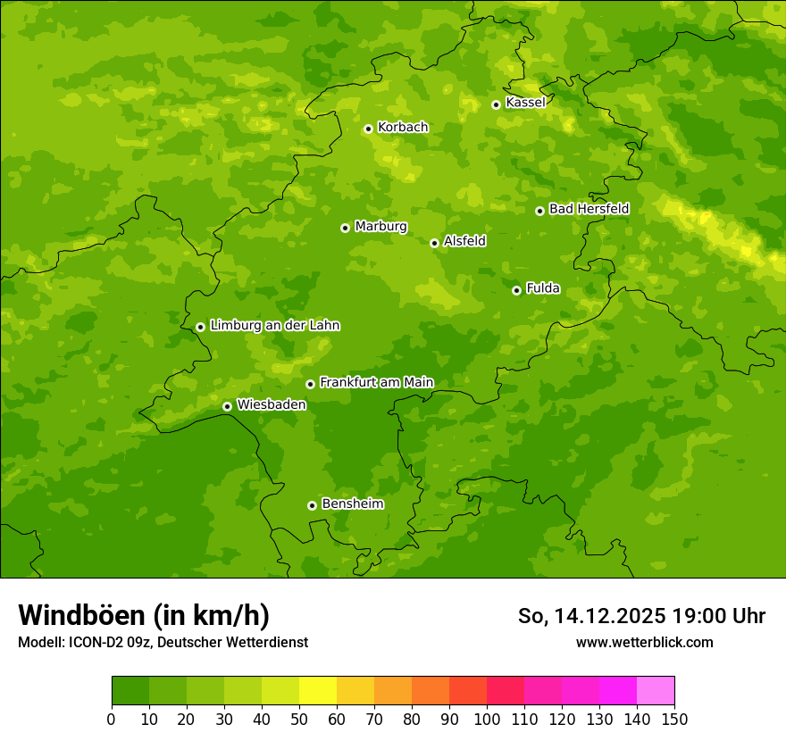 Modellkarten Windgeschwindigkeit