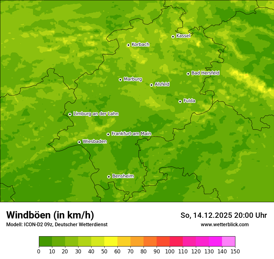Modellkarten Windgeschwindigkeit