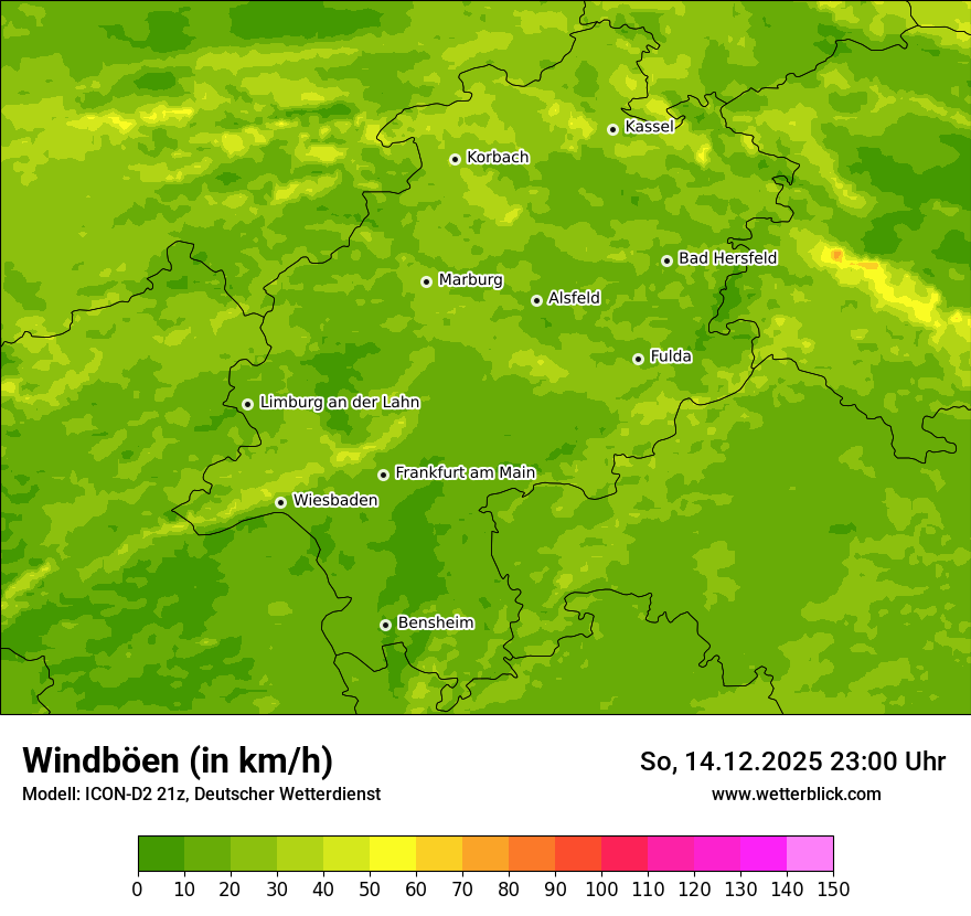 Modellkarten Windgeschwindigkeit