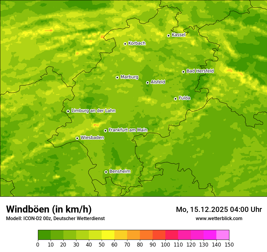 Modellkarten Windgeschwindigkeit
