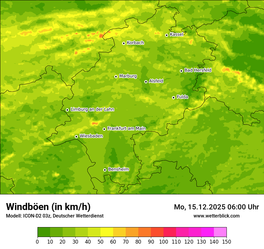 Modellkarten Windgeschwindigkeit