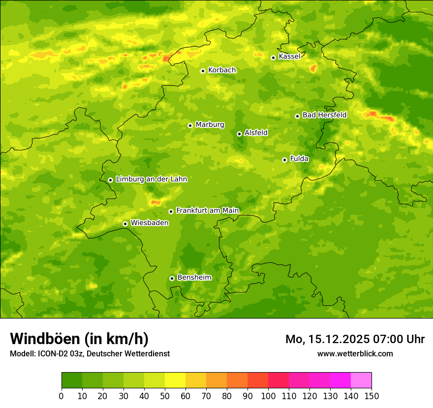 Modellkarten Windgeschwindigkeit