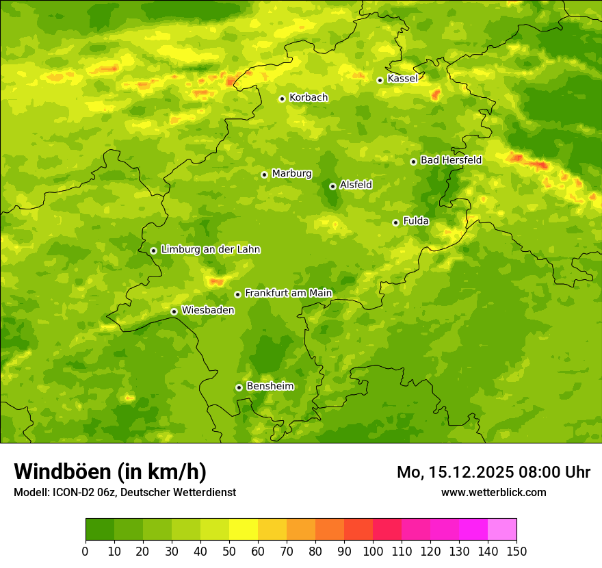 Modellkarten Windgeschwindigkeit