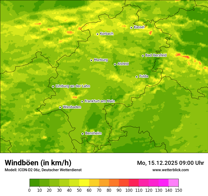 Modellkarten Windgeschwindigkeit
