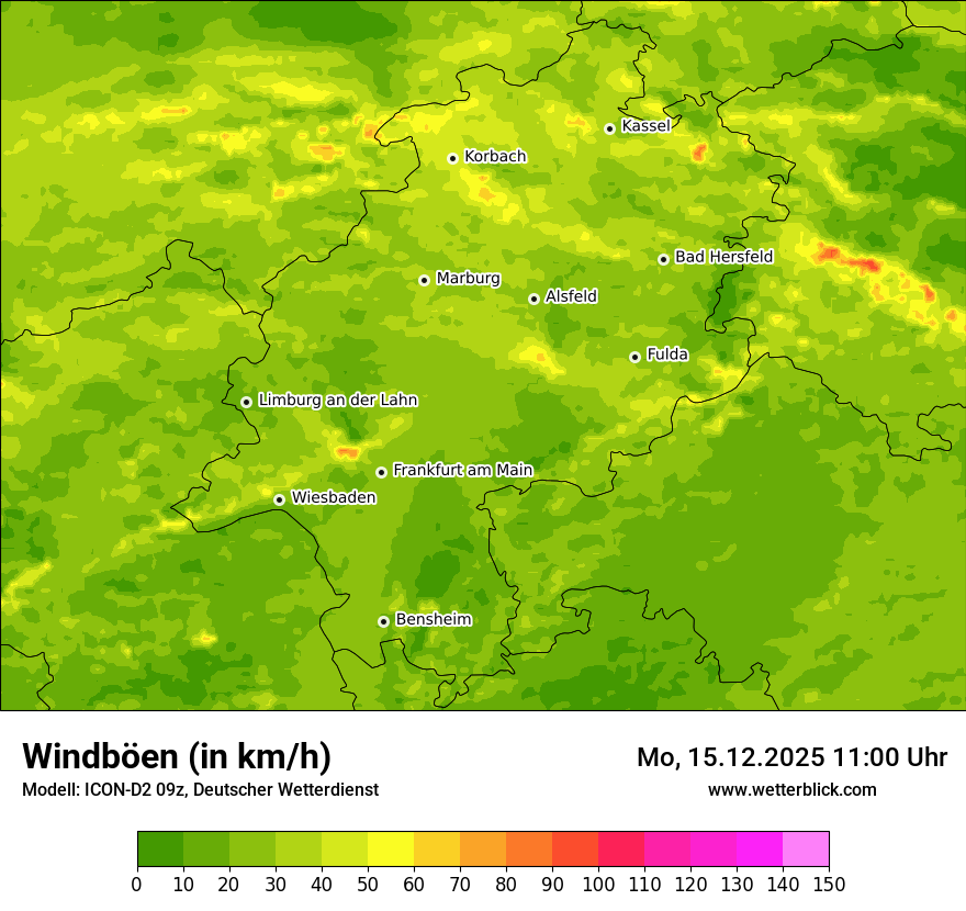 Modellkarten Windgeschwindigkeit