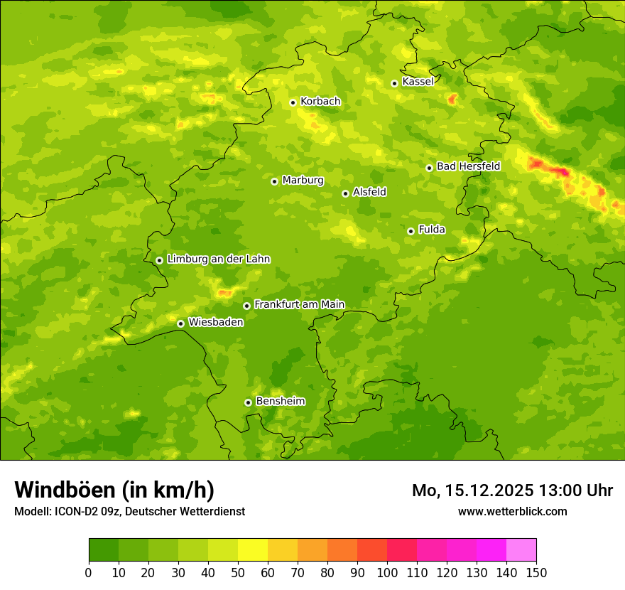 Modellkarten Windgeschwindigkeit