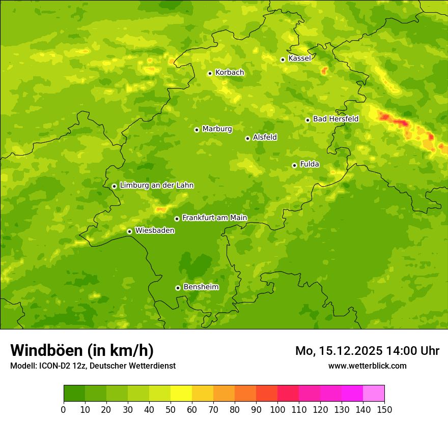 Modellkarten Windgeschwindigkeit
