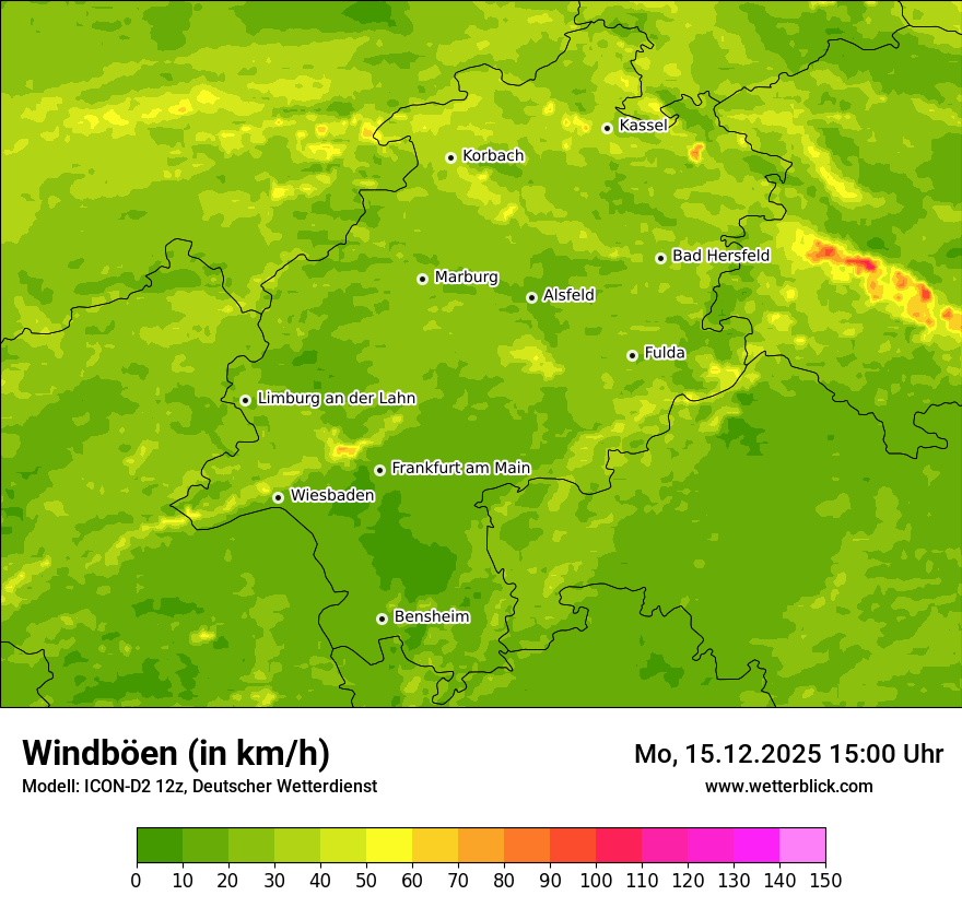 Modellkarten Windgeschwindigkeit