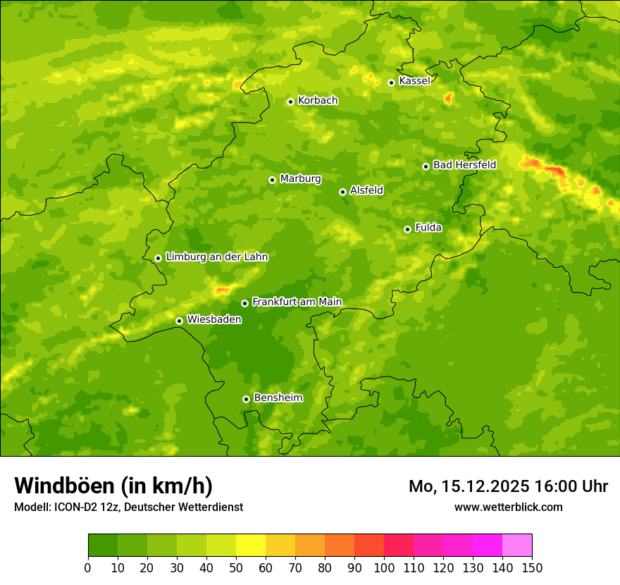 Modellkarten Windgeschwindigkeit