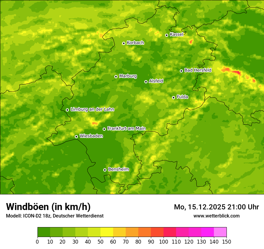 Modellkarten Windgeschwindigkeit