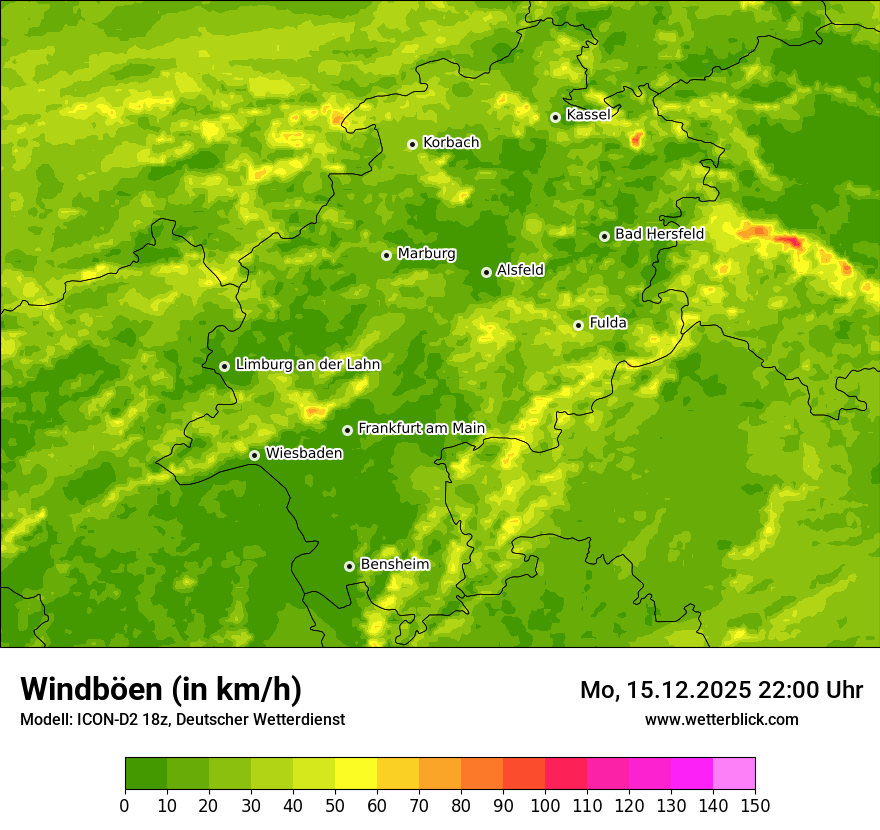 Modellkarten Windgeschwindigkeit