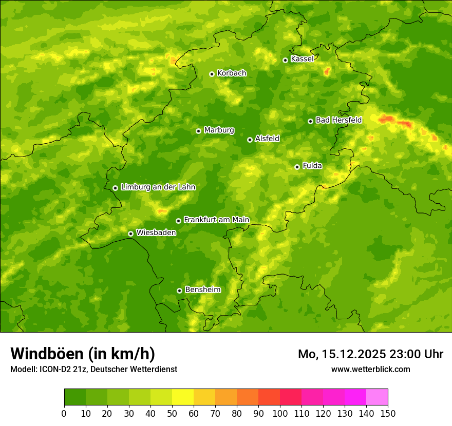 Modellkarten Windgeschwindigkeit