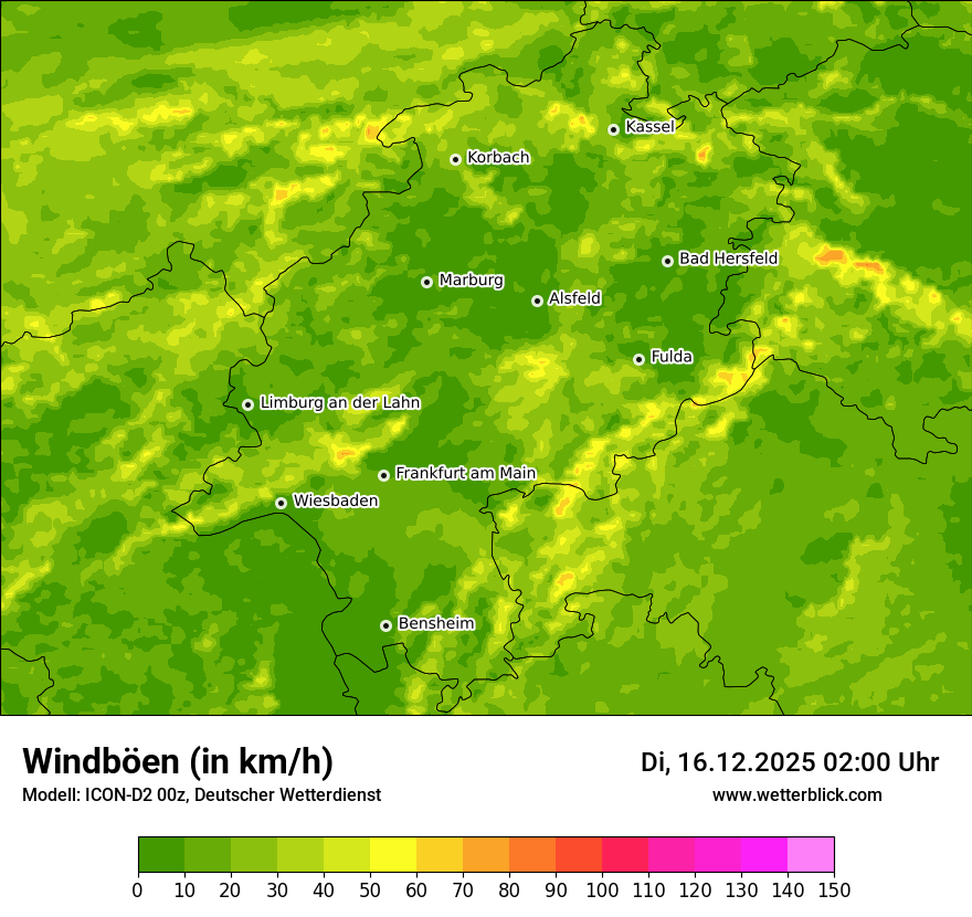 Modellkarten Windgeschwindigkeit