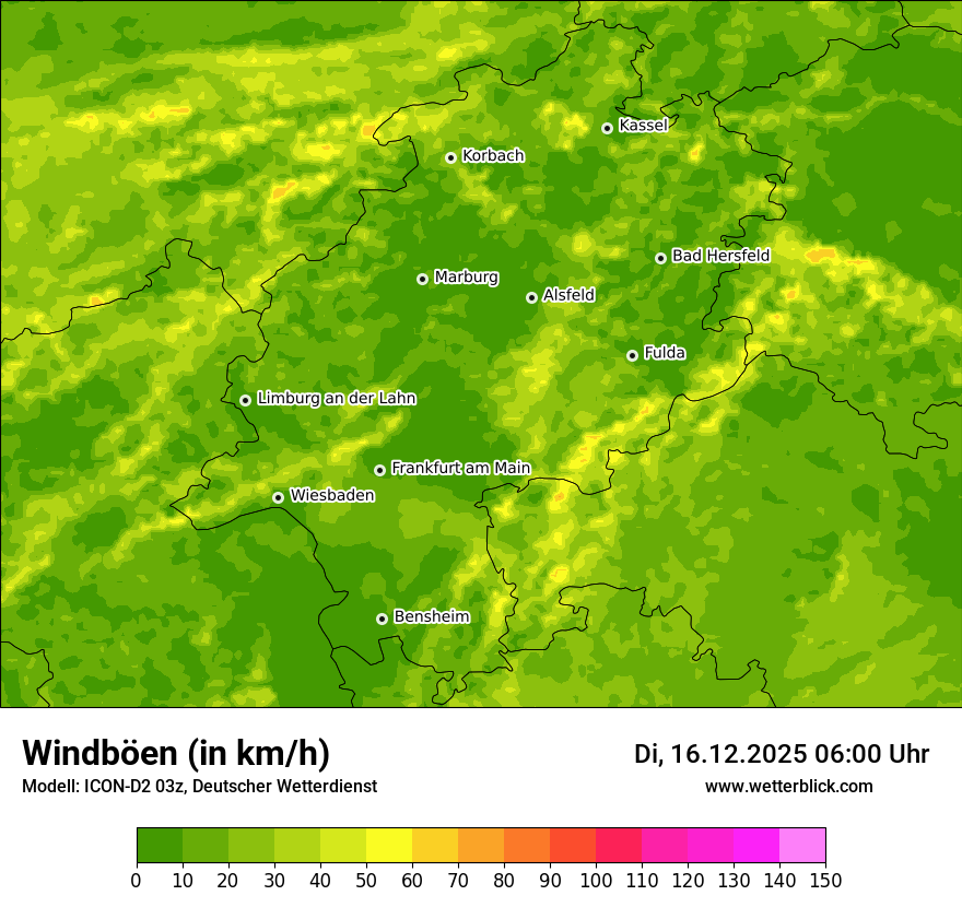 Modellkarten Windgeschwindigkeit