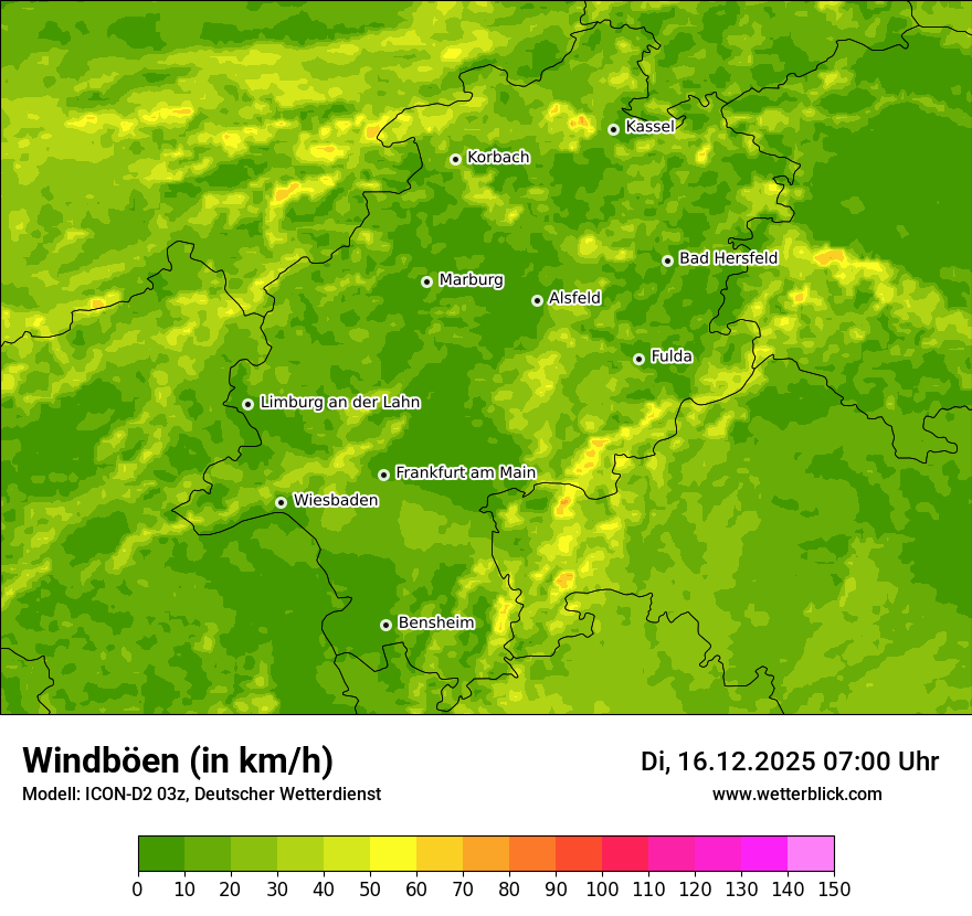 Modellkarten Windgeschwindigkeit