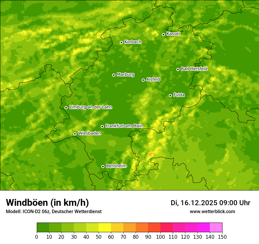 Modellkarten Windgeschwindigkeit