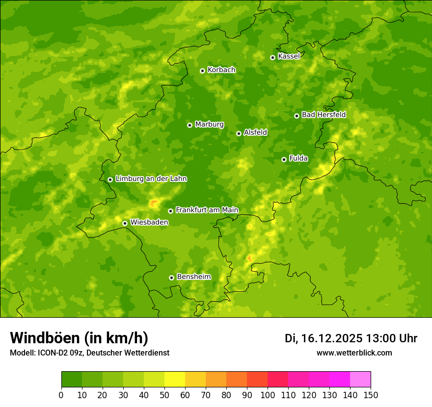 Modellkarten Windgeschwindigkeit
