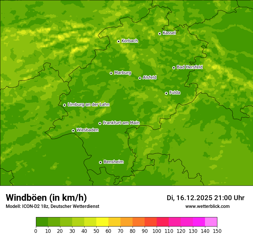 Modellkarten Windgeschwindigkeit