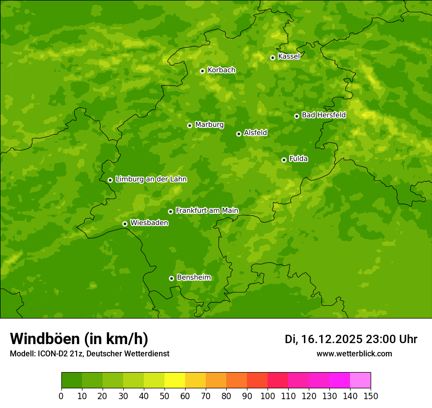 Modellkarten Windgeschwindigkeit