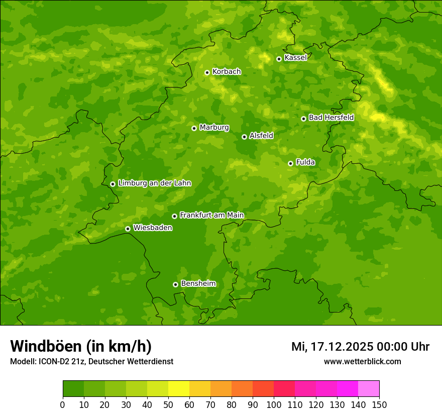 Modellkarten Windgeschwindigkeit