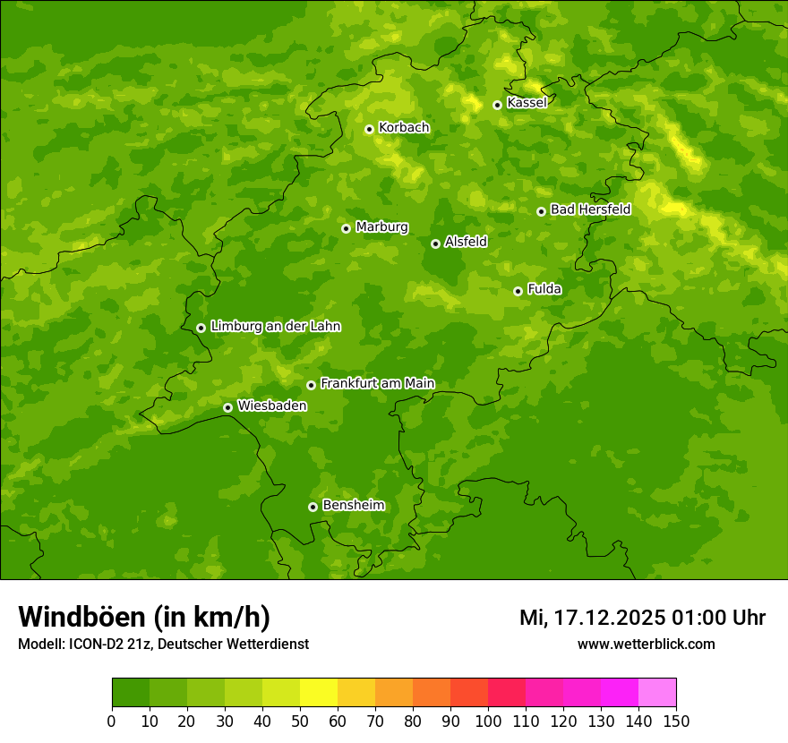 Modellkarten Windgeschwindigkeit