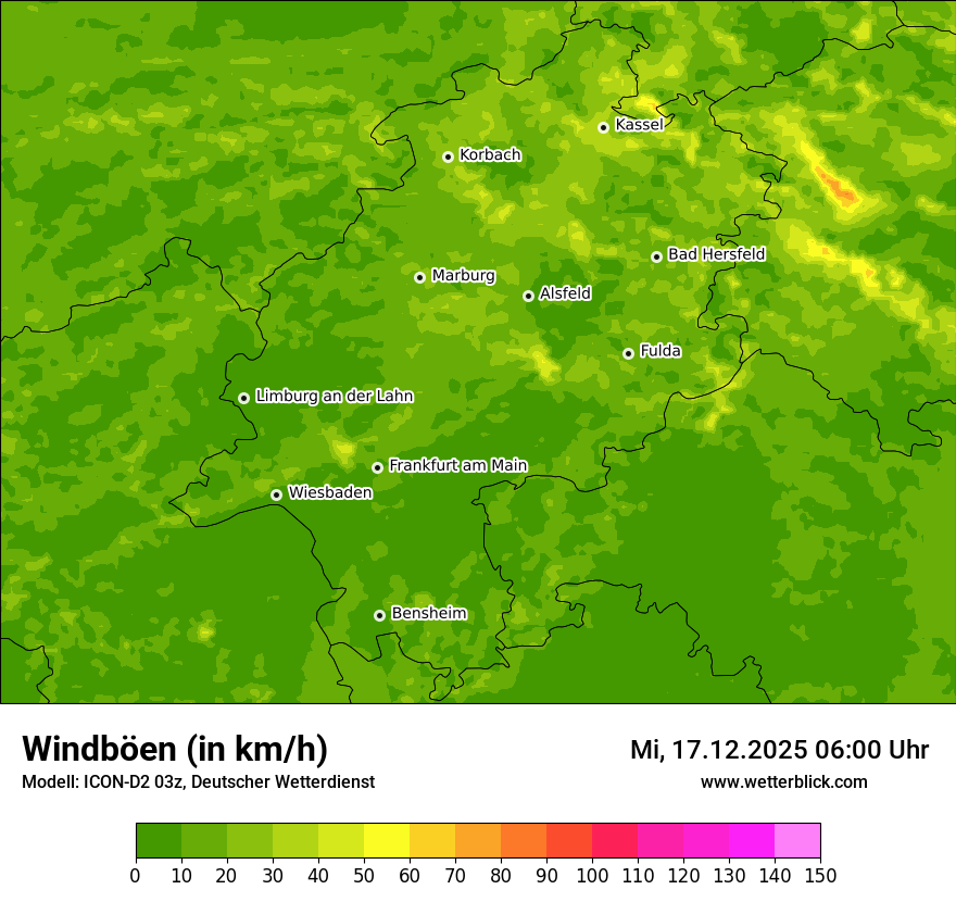 Modellkarten Windgeschwindigkeit