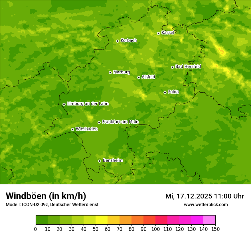 Modellkarten Windgeschwindigkeit