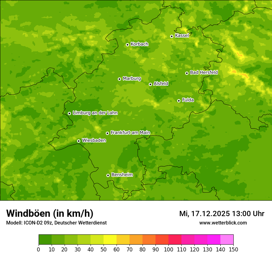 Modellkarten Windgeschwindigkeit