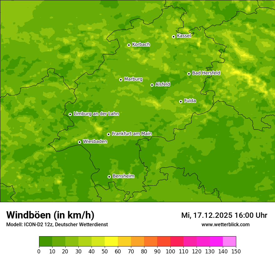 Modellkarten Windgeschwindigkeit