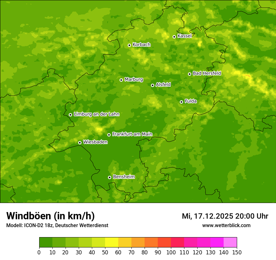 Modellkarten Windgeschwindigkeit