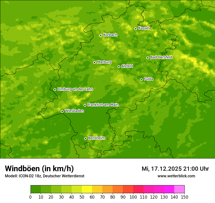 Modellkarten Windgeschwindigkeit