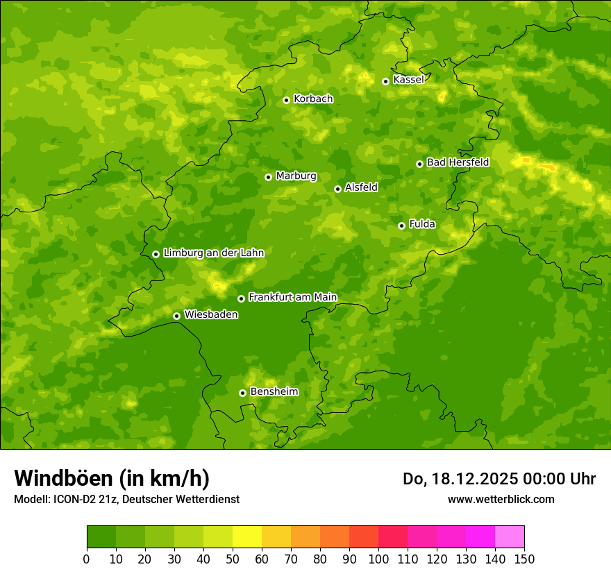 Modellkarten Windgeschwindigkeit