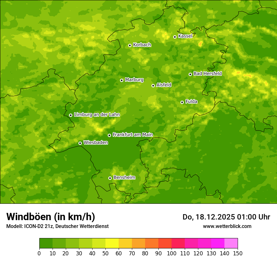 Modellkarten Windgeschwindigkeit