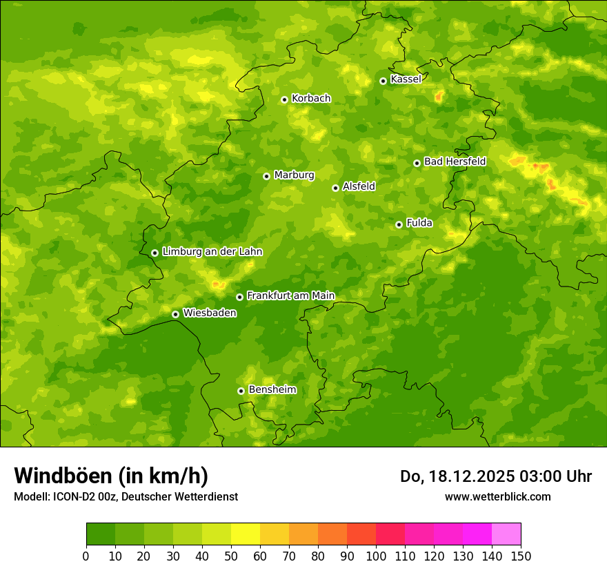 Modellkarten Windgeschwindigkeit