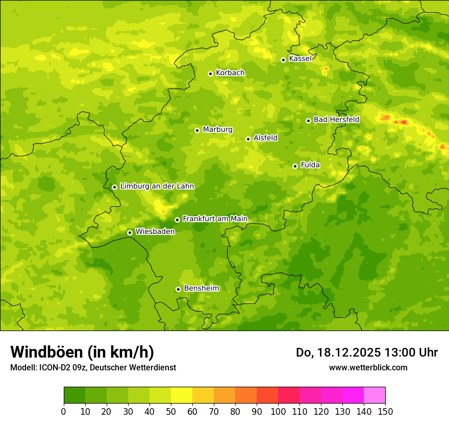 Modellkarten Windgeschwindigkeit
