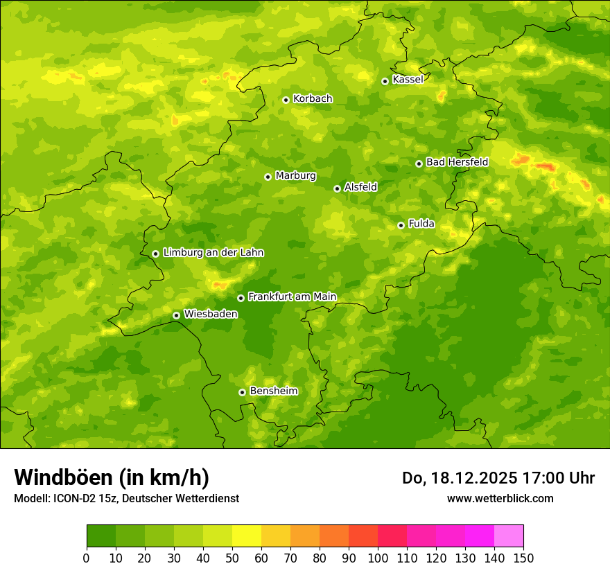 Modellkarten Windgeschwindigkeit